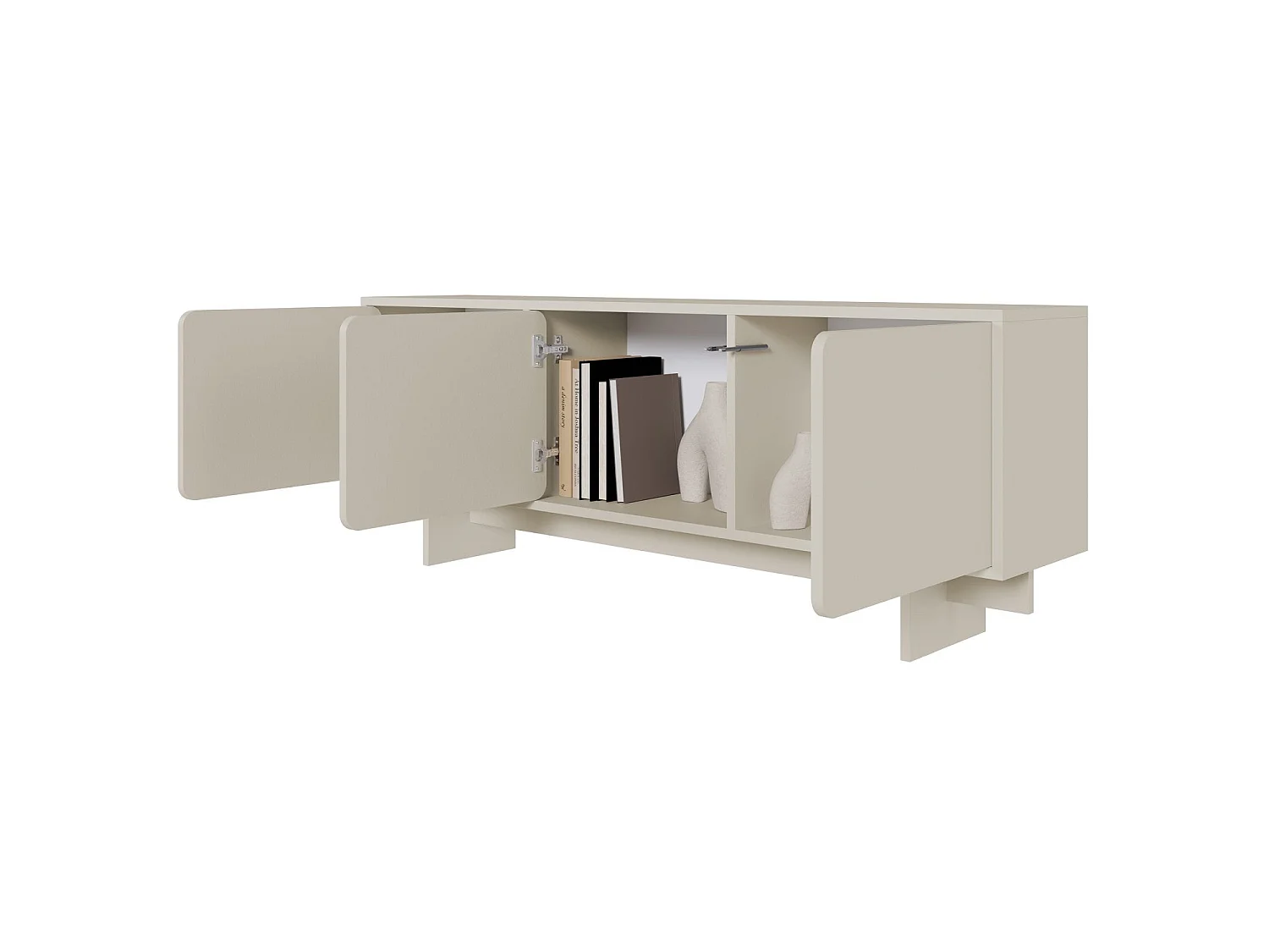 Meuble TV 3 portes - 150 cm - Grège - WUWU