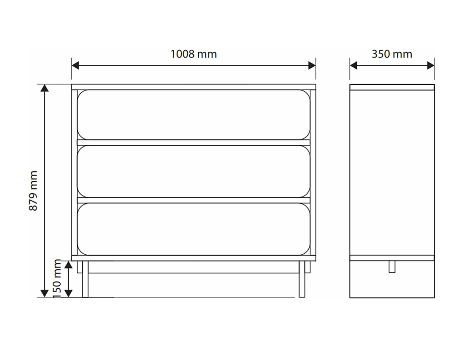 Kommode mit 3 Schubladen - Greige - 101 cm - WUWU
