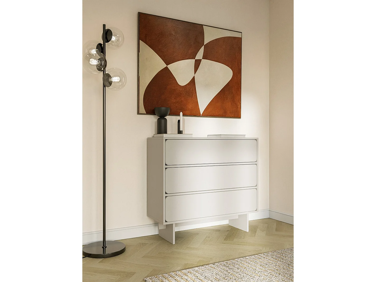 Commode - 101 cm - 3 tiroirs - grège - WUWU