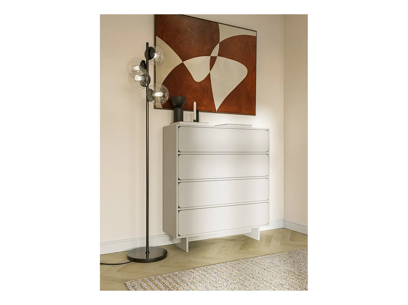 Kommode mit 4 Schubladen - Greige - 101 cm - WUWU