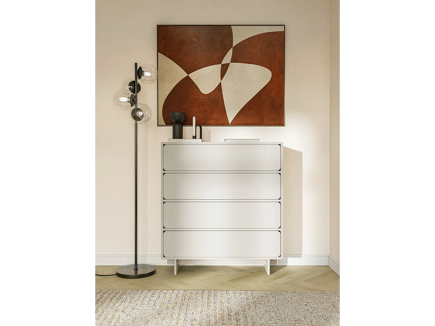 Kommode mit 4 Schubladen - Greige - 101 cm - WUWU