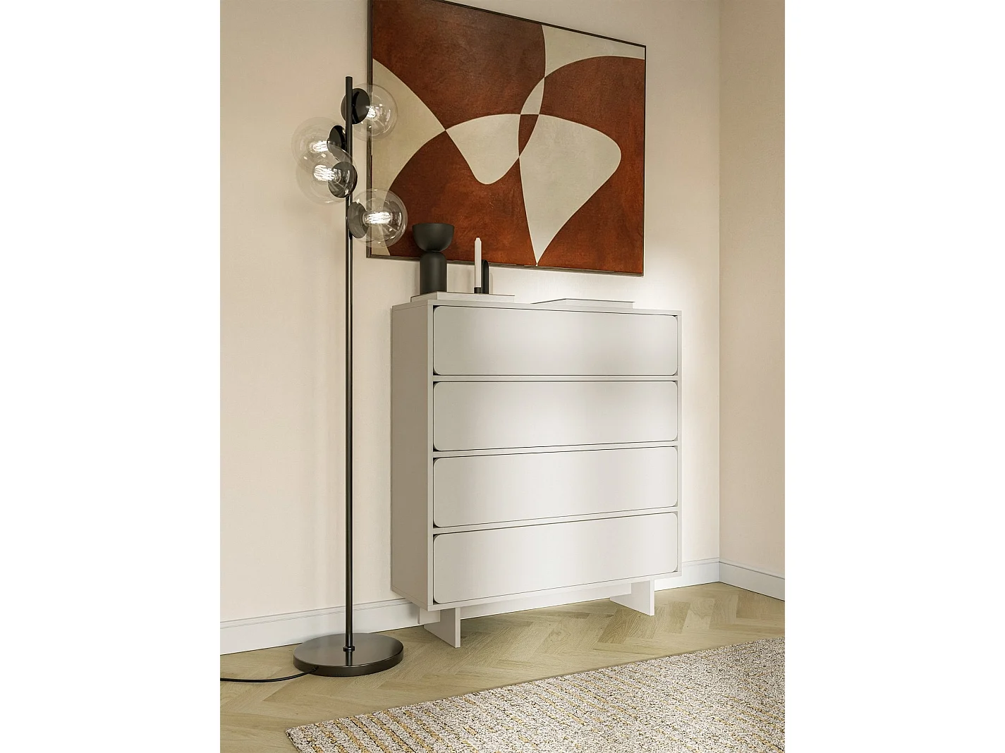 Commode - 101 cm - 4 tiroirs - grège - WUWU