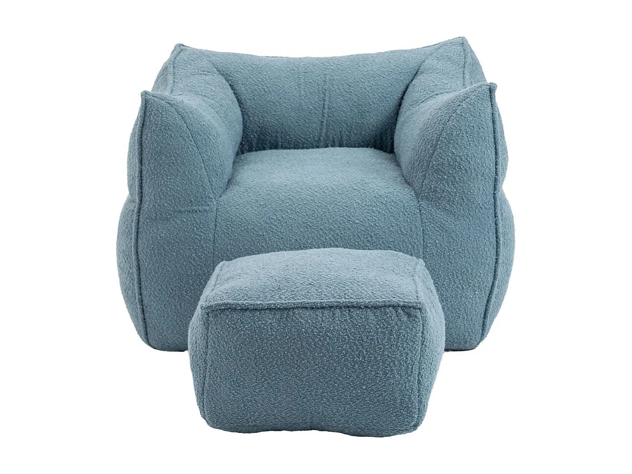 Fauteuil à double sac de haricots confortable, Lazy Susans d'intérieur super doux, sac de haricots spécial moderne avec accoudoirs, bleu