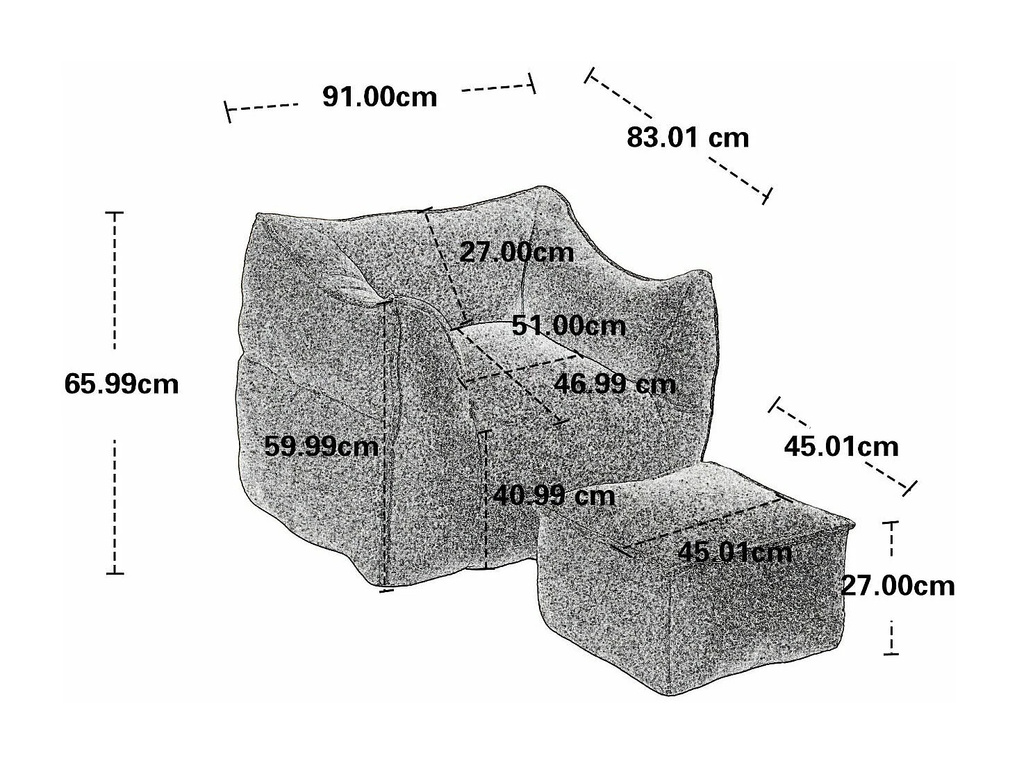 Fauteuil double confortable, chaise longue d'intérieur super douce, fauteuil moderne avec accoudoirs, gris