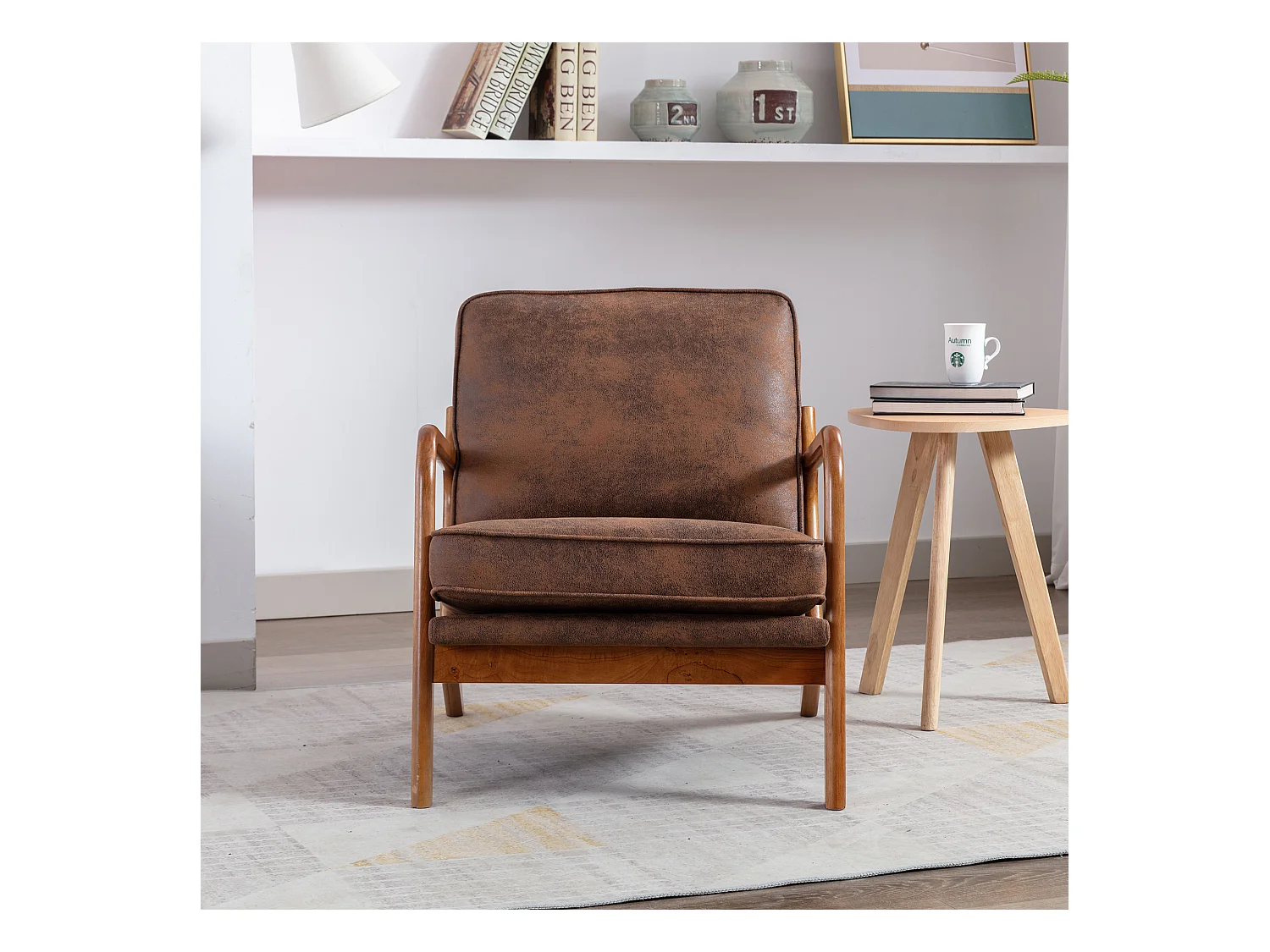 Sillón con estructura de madera, Sillón moderno para sala de estar