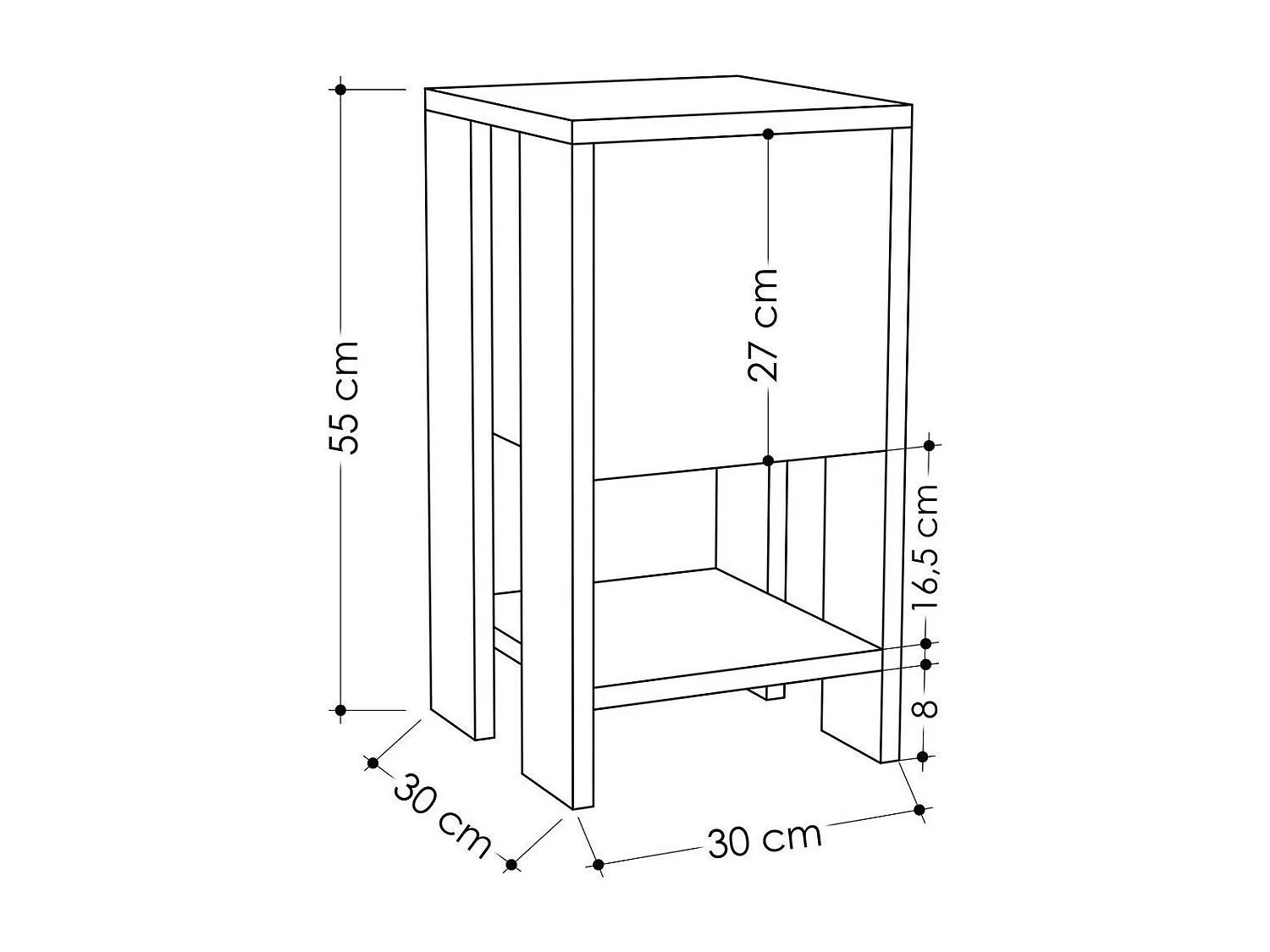 Table de chevet  1 porte rabattable H55 cm - EMA
