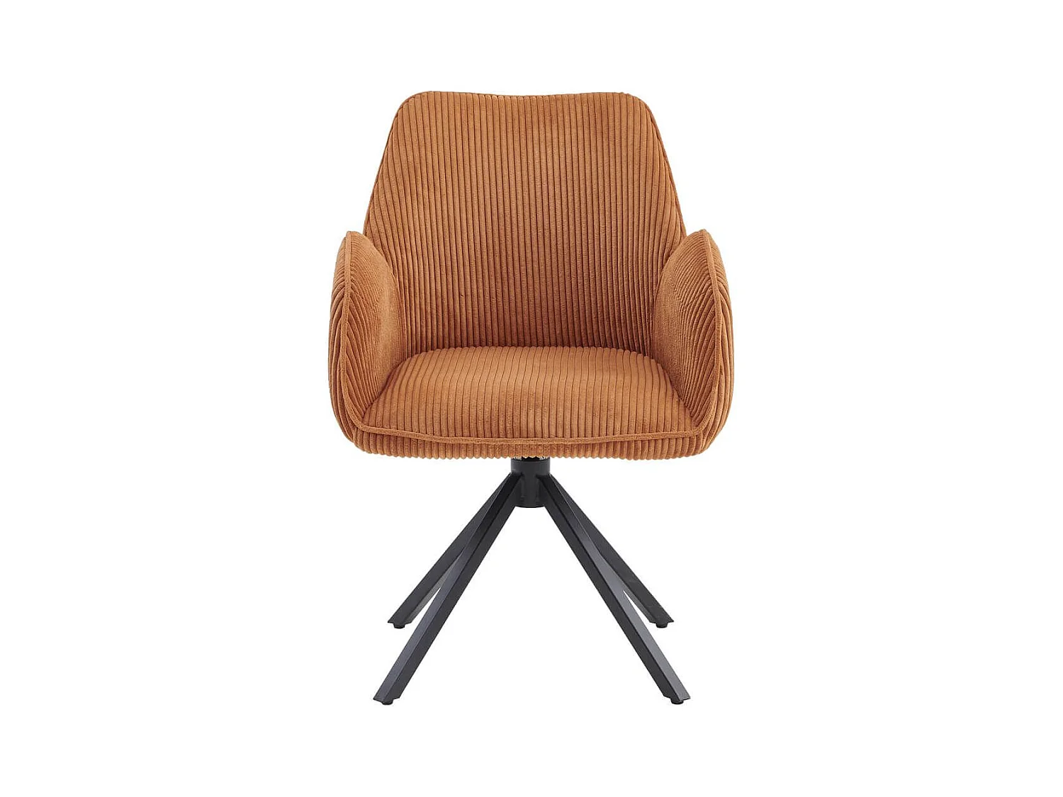 DELIA - Lot de 6 Fauteuils de table Pivotants Tissu Velours Côtelé Terracotta