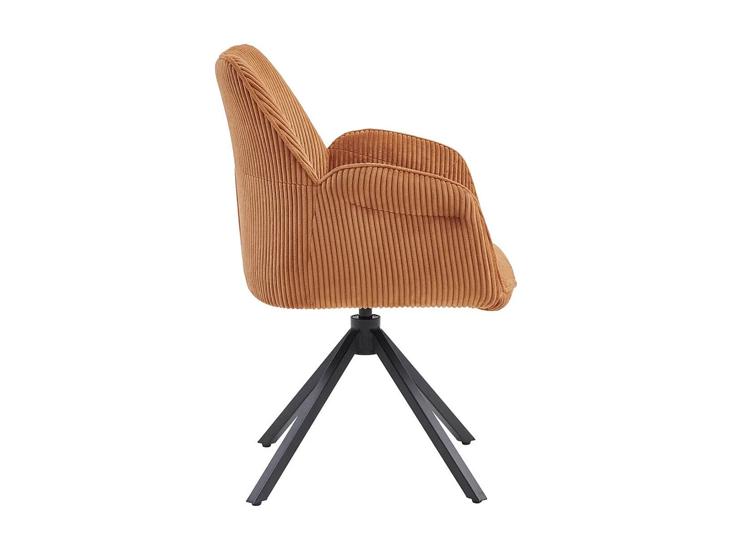 DELIA - Lot de 6 Fauteuils de table Pivotants Tissu Velours Côtelé Terracotta