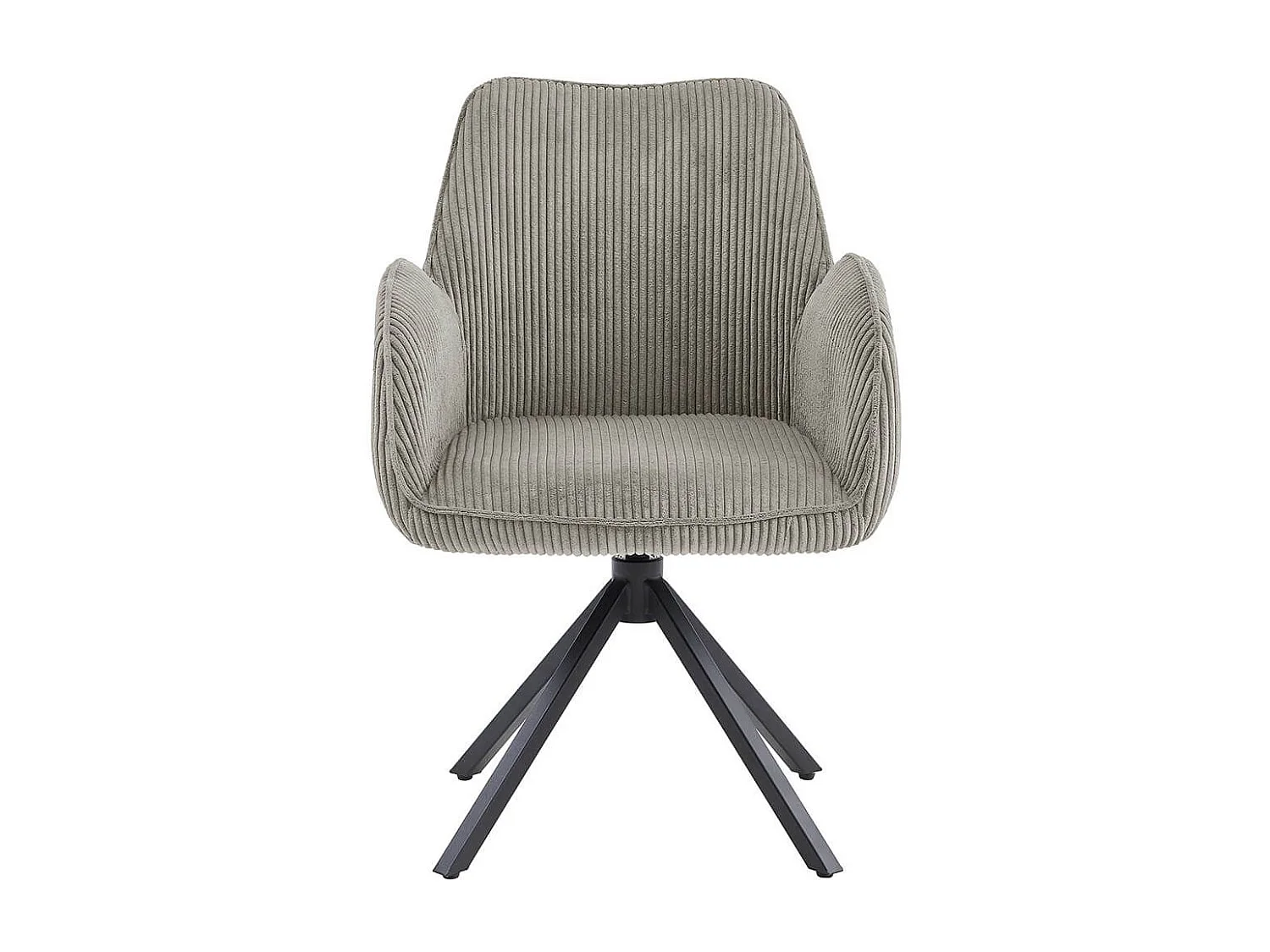 DELIA - Lot de 4 Fauteuils de table Pivotants Tissu Velours Côtelé Beige