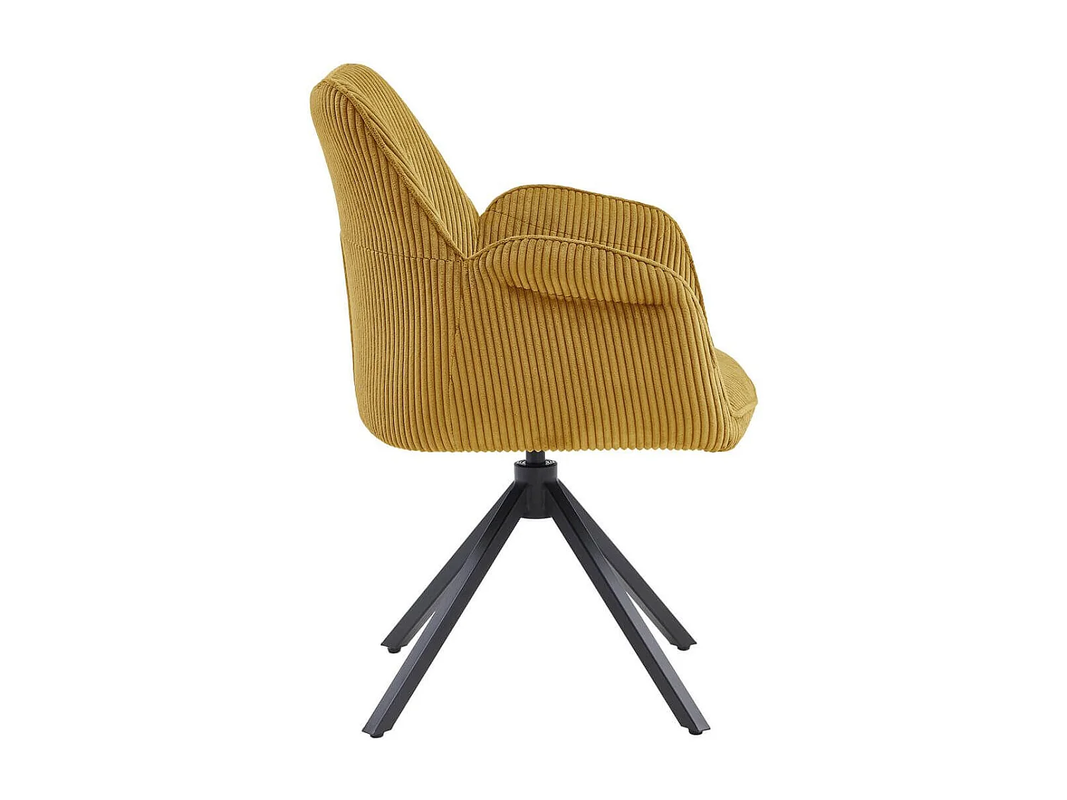 DELIA - Lot de 6 Fauteuils de table Pivotants Tissu Velours Côtelé Jaune