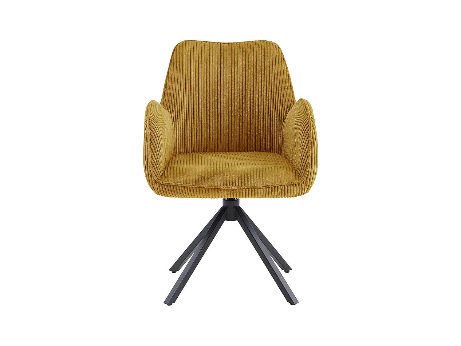 DELIA - Lot de 6 Fauteuils de table Pivotants Tissu Velours Côtelé Jaune