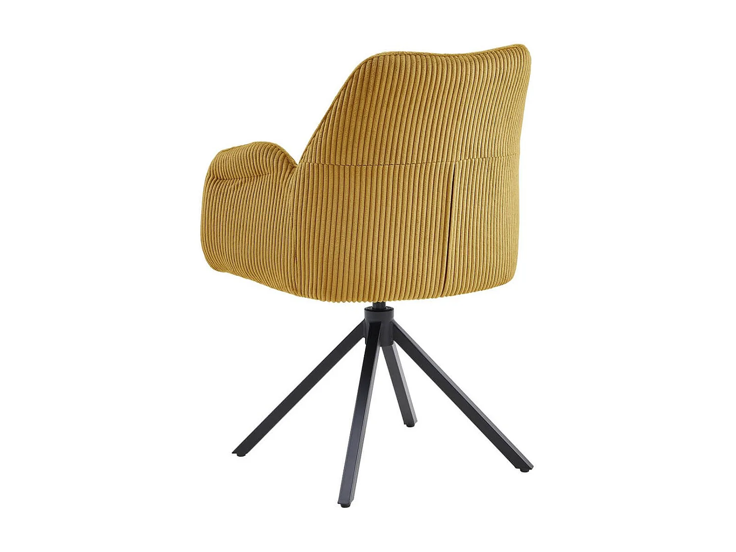 DELIA - Lot de 6 Fauteuils de table Pivotants Tissu Velours Côtelé Jaune