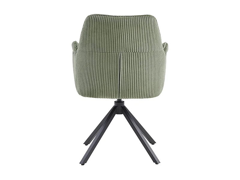 DELIA - Lot de 6 Fauteuils de table Pivotants Tissu Velours Côtelé Vert