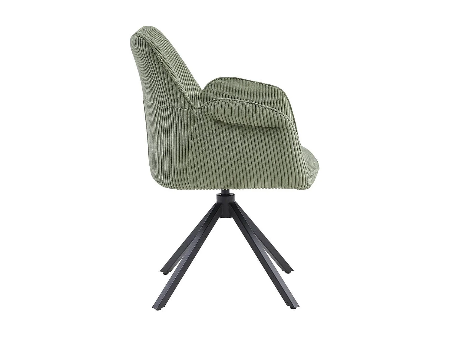 DELIA - Lot de 6 Fauteuils de table Pivotants Tissu Velours Côtelé Vert