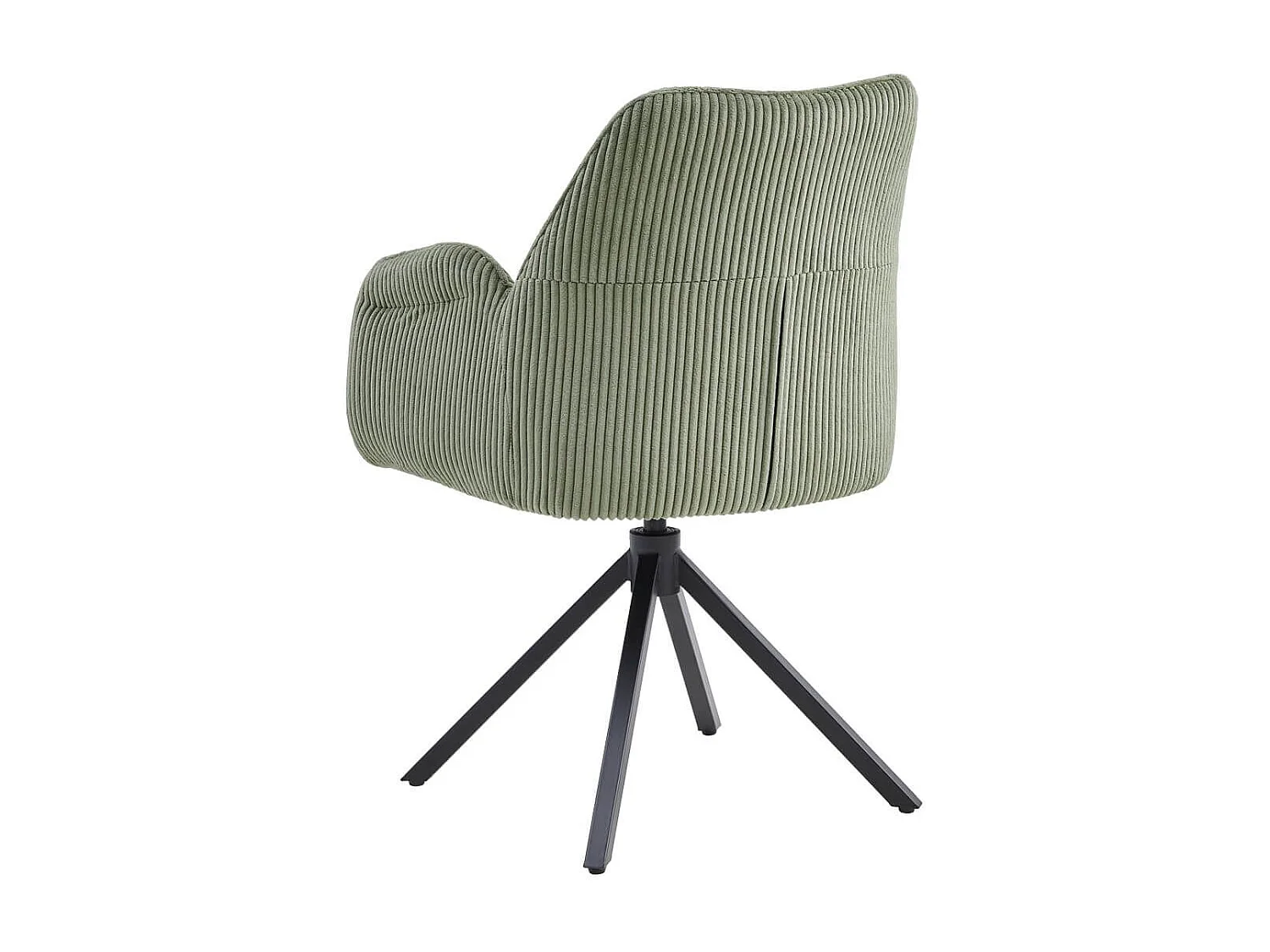 DELIA - Lot de 6 Fauteuils de table Pivotants Tissu Velours Côtelé Vert