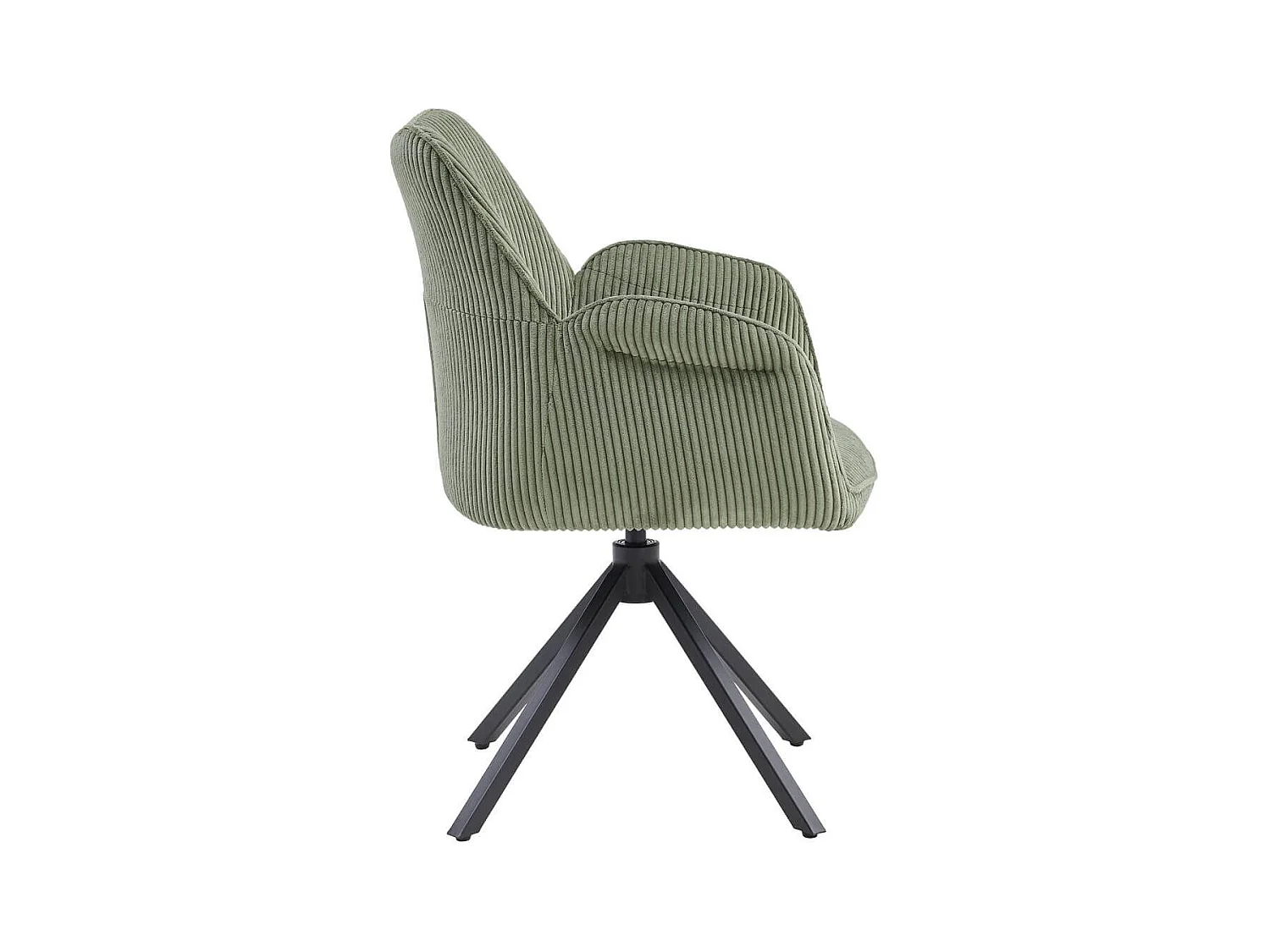 DELIA - Lot de 6 Fauteuils de table Pivotants Tissu Velours Côtelé Vert