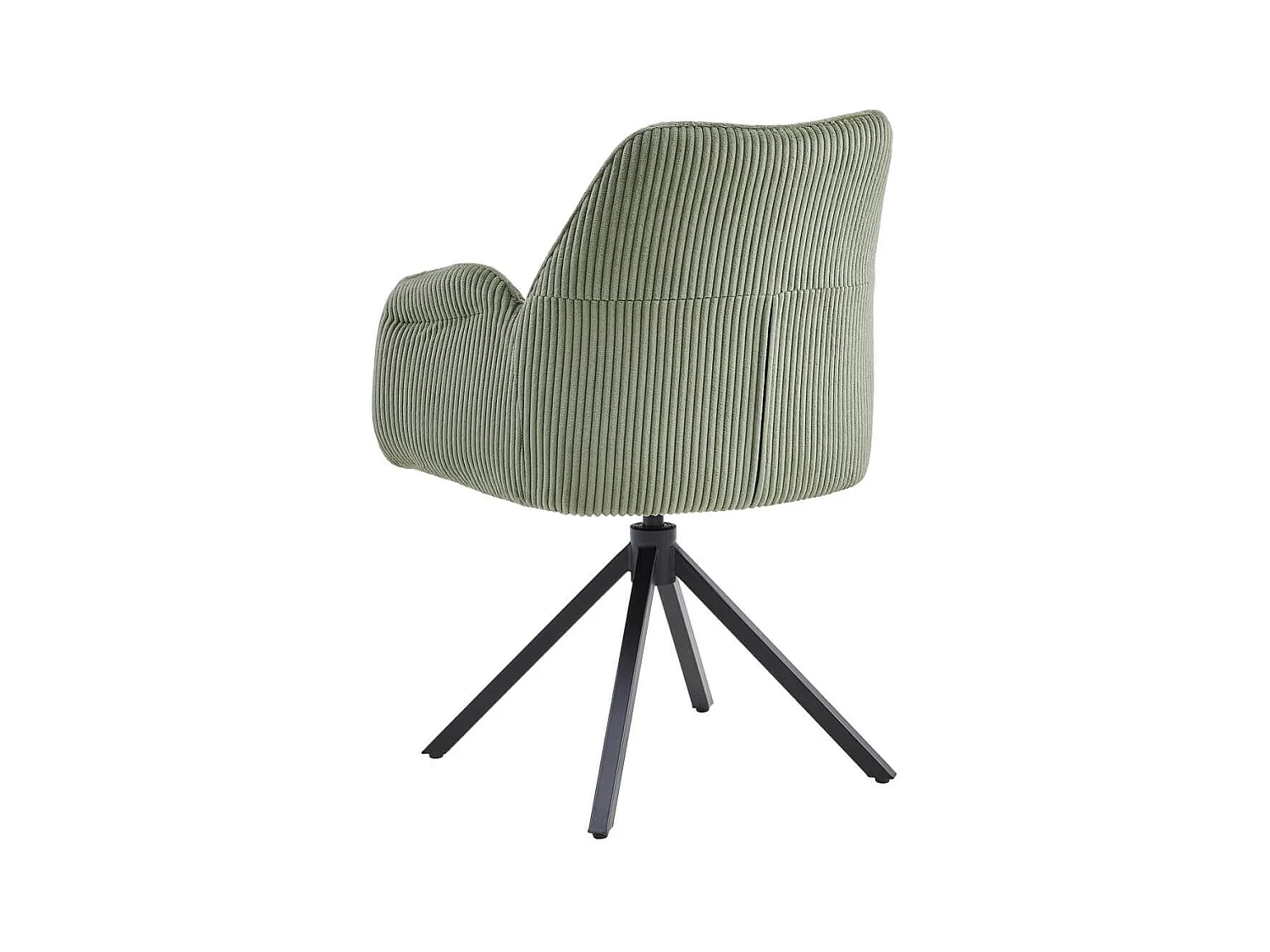 DELIA - Lot de 6 Fauteuils de table Pivotants Tissu Velours Côtelé Vert