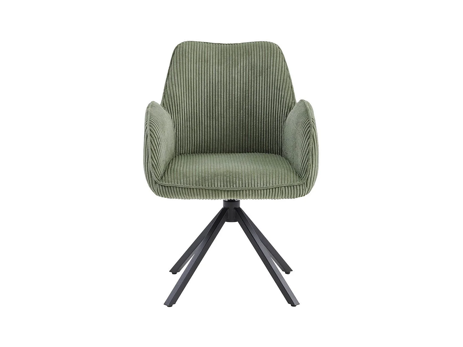 DELIA - Lot de 6 Fauteuils de table Pivotants Tissu Velours Côtelé Vert
