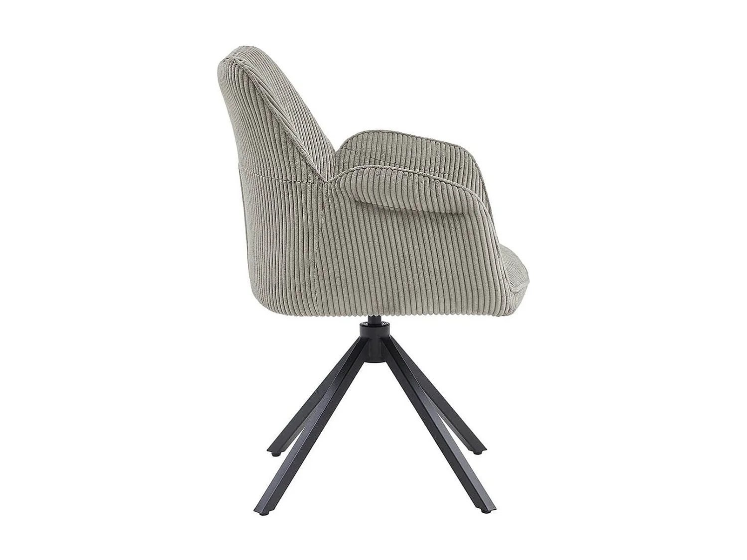 DELIA - Lot de 6 Fauteuils de table Pivotants Tissu Velours Côtelé Beige