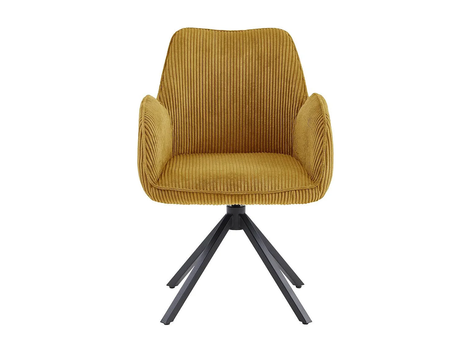 DELIA - Lot de 4 Fauteuils de table Pivotants Tissu Velours Côtelé Jaune