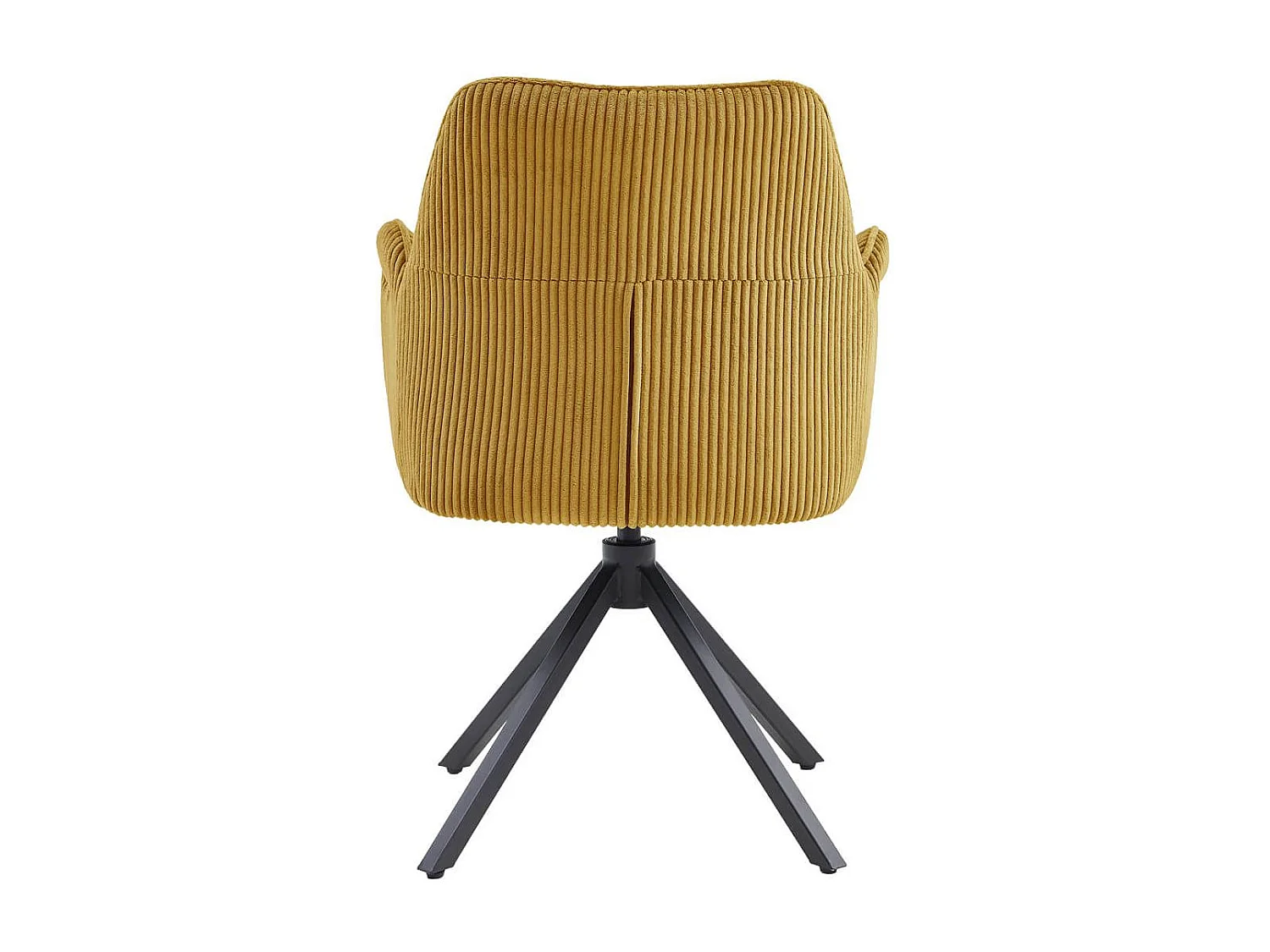 DELIA - Lot de 4 Fauteuils de table Pivotants Tissu Velours Côtelé Jaune