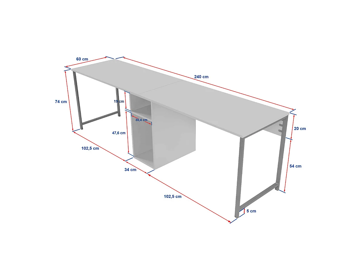 Bureau double L240 cm - TWIN