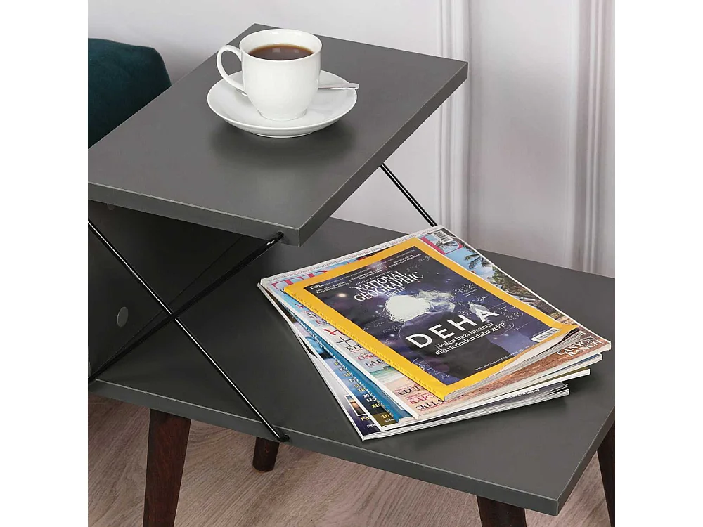 Table de chevet Wyda H55cm Bois Anthracite