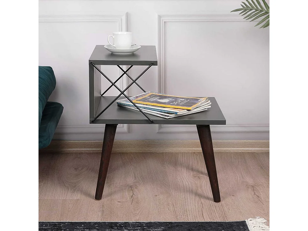 Table de chevet Wyda H55cm Bois Anthracite