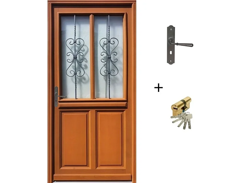 Porta d'ingresso in legno smaltato, Syrah, H.215xl.90 p. destra + Maniglia E Canna (rif 010403FP) Dimensioni tavolo senza maniglia