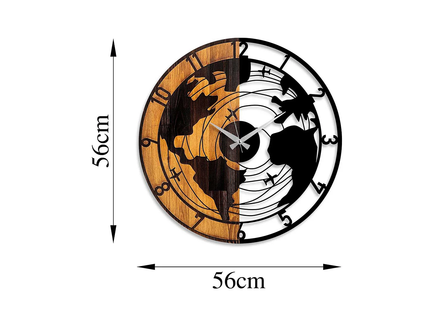 Horloge en bois et métal Clock Mappemonde