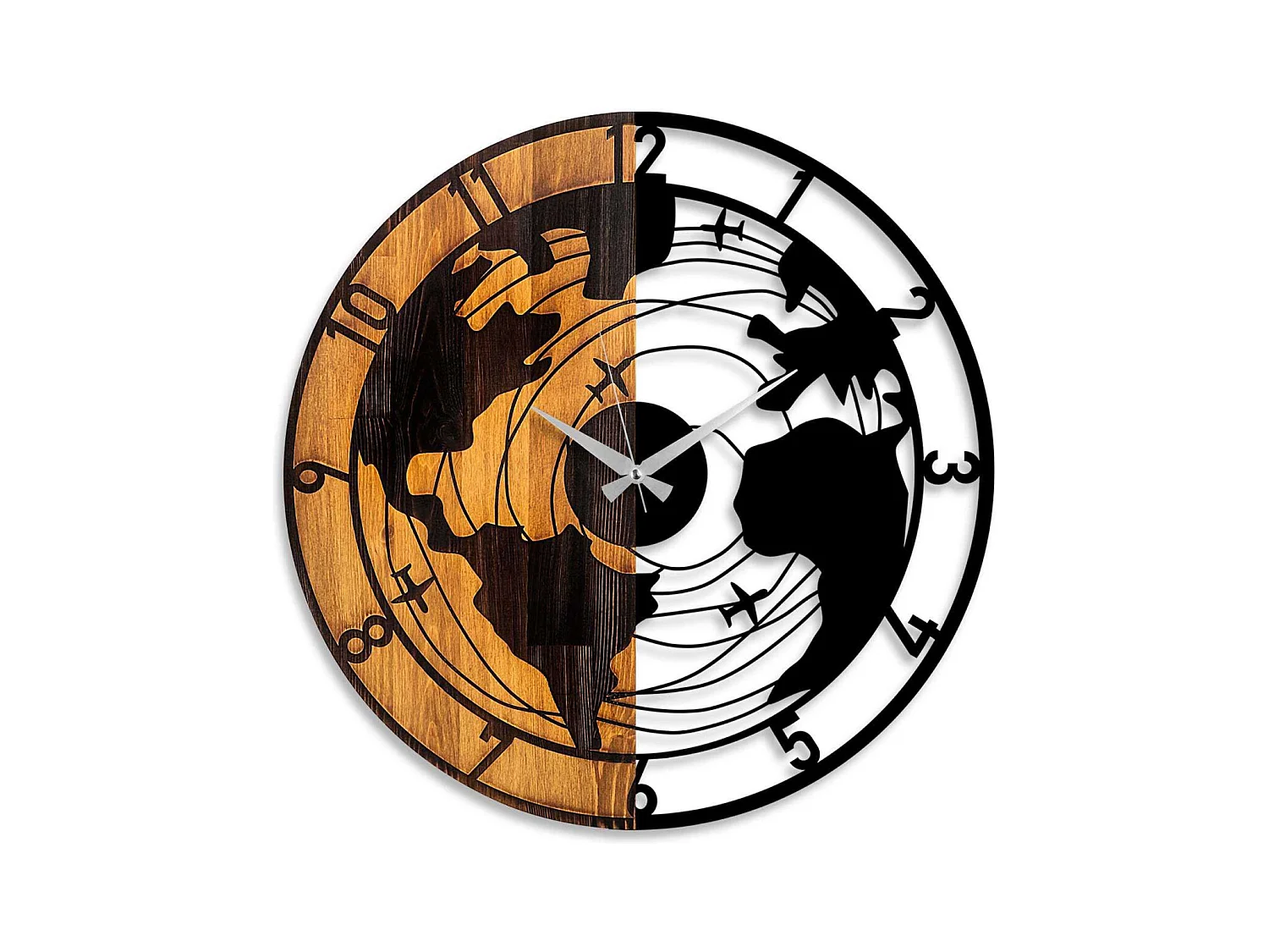 Horloge en bois et métal Clock Mappemonde
