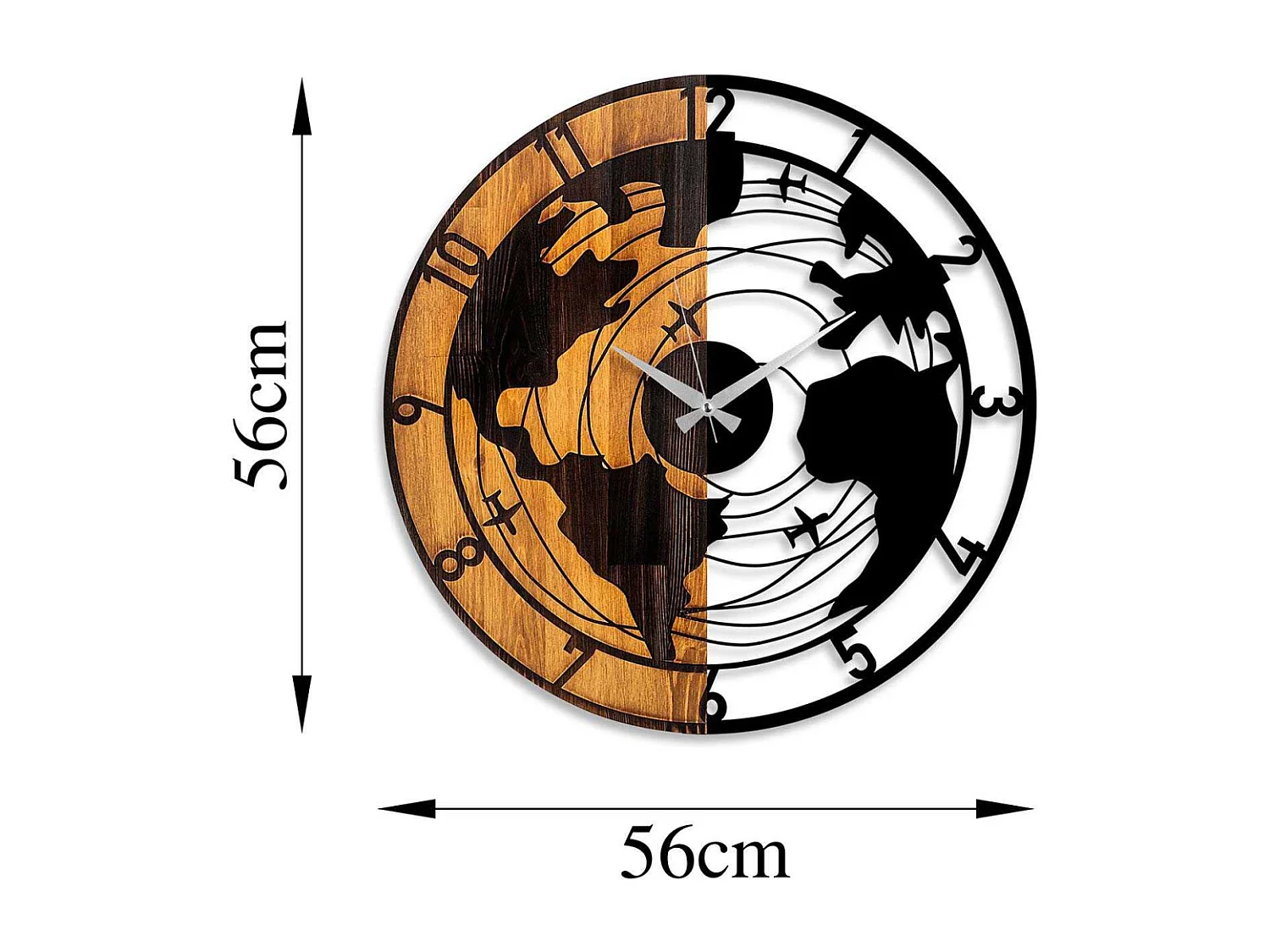 Horloge en bois et métal Clock Mappemonde