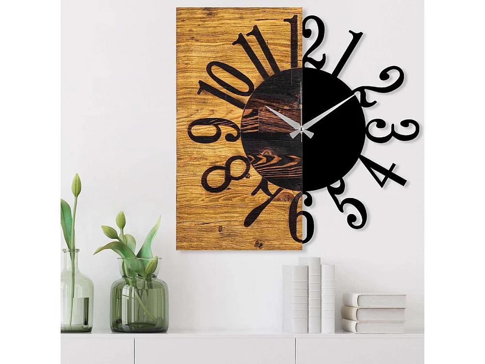 Horloge en bois et métal Clock Chiffres