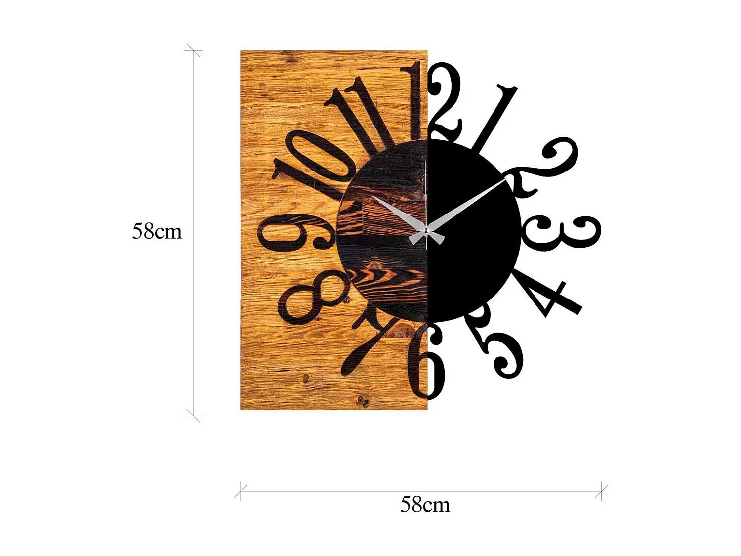 Horloge en bois et métal Clock Chiffres