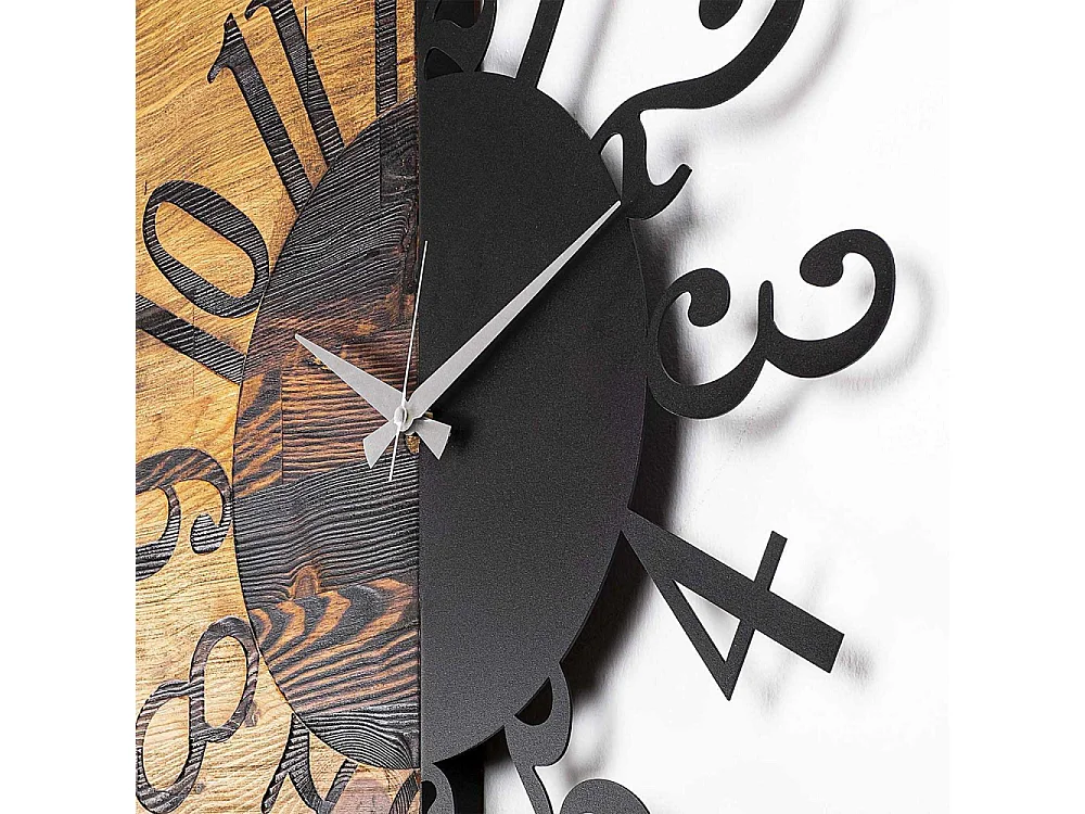 Horloge en bois et métal Clock Chiffres