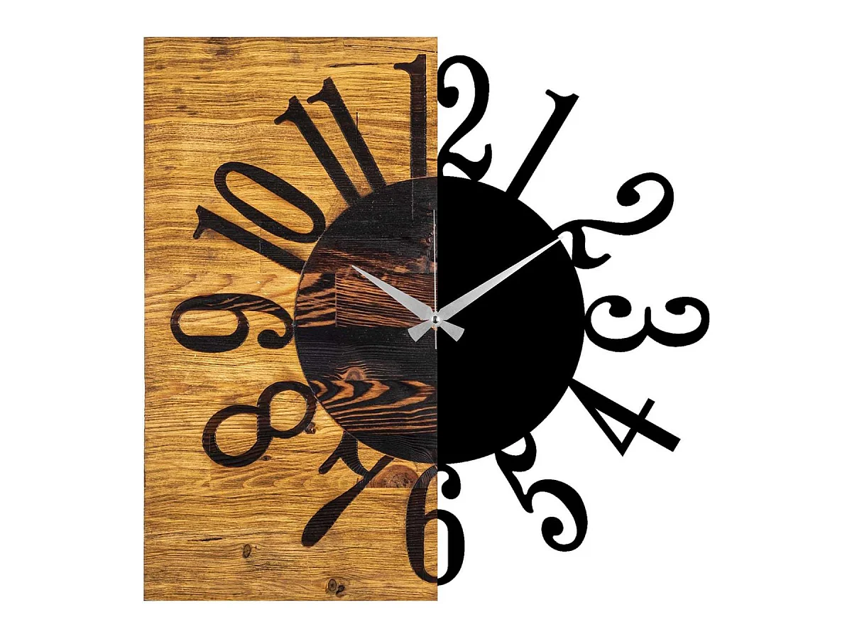 Horloge en bois et métal Clock Chiffres