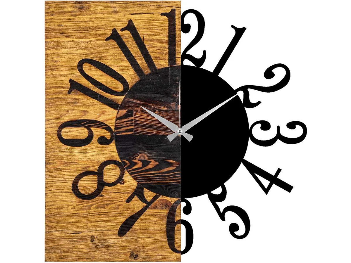 Horloge en bois et métal Clock Chiffres