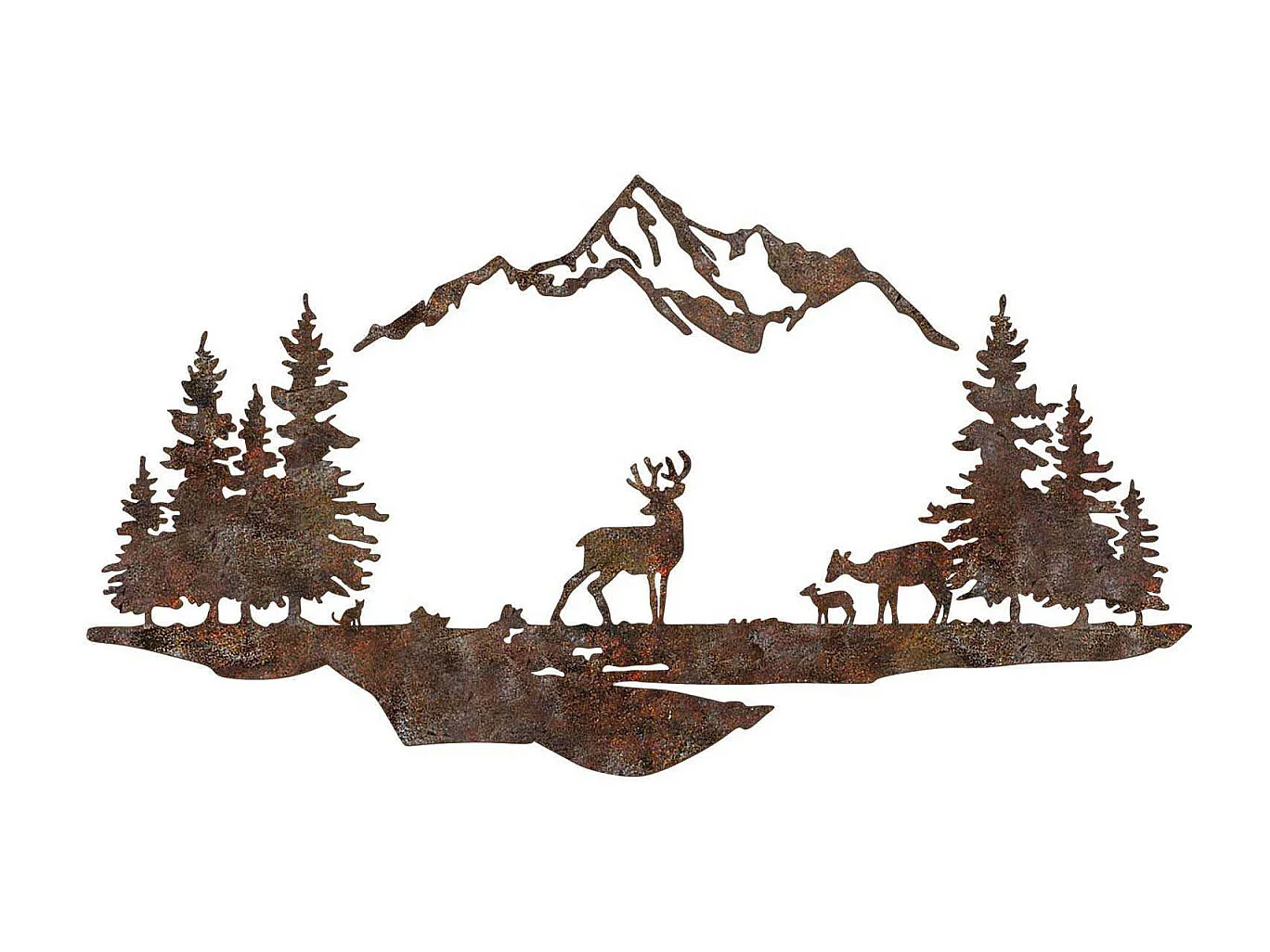 Décoration murale en métal Montagnes et animaux