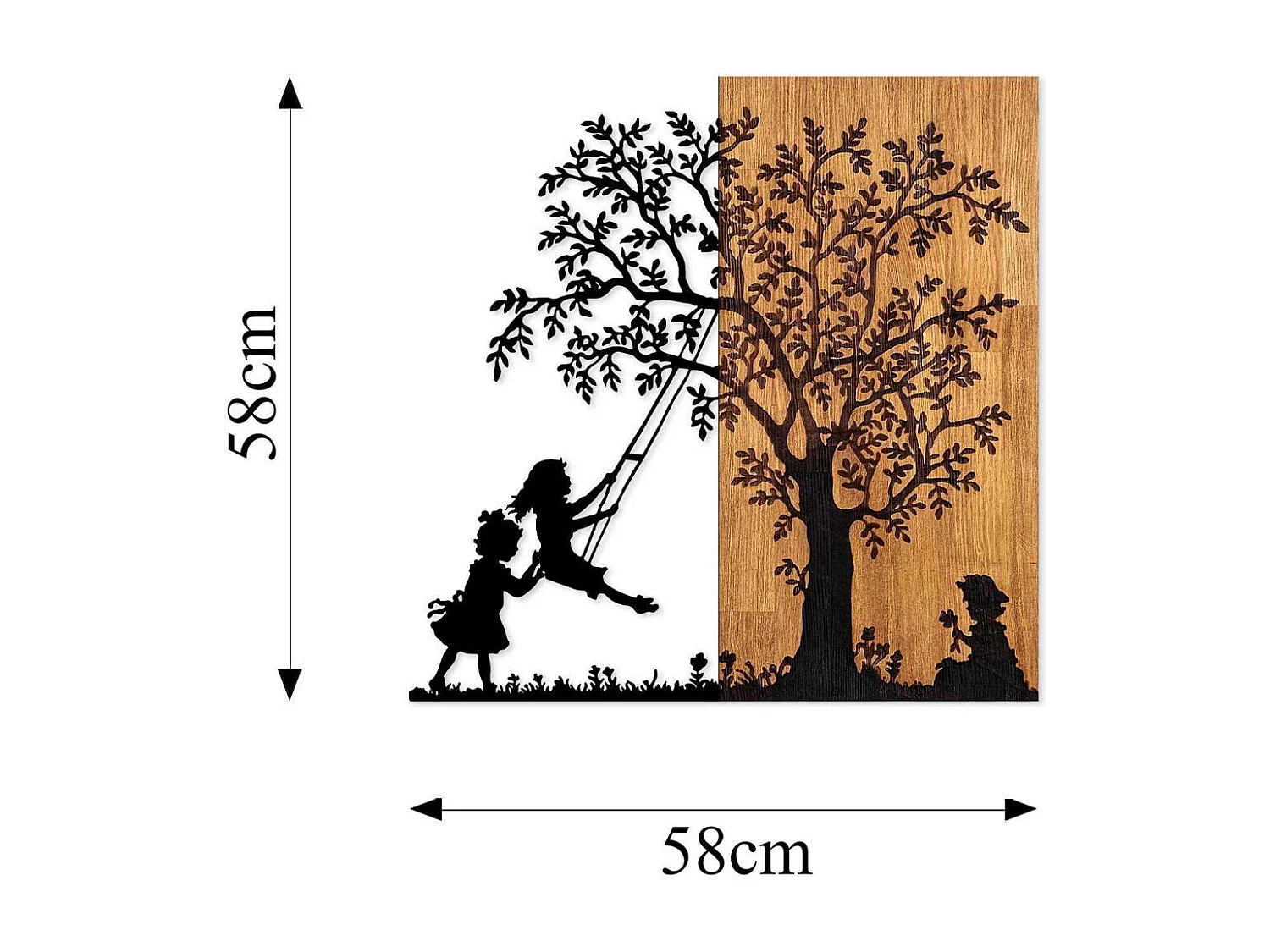 Décoration murale en bois et métal Walnut Arbre et enfants