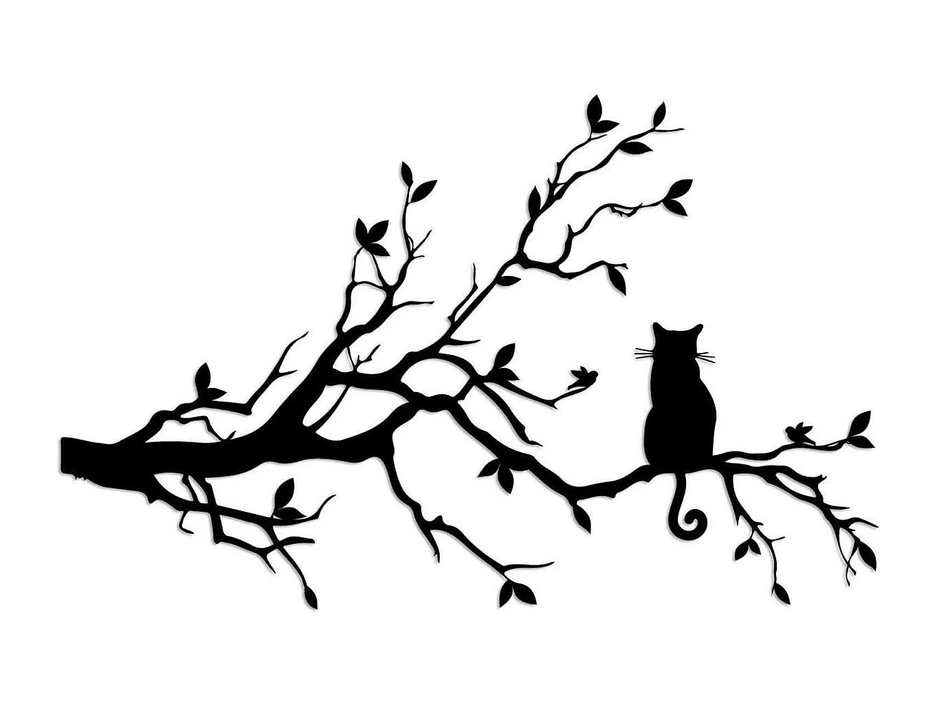 Décoration murale en métal Chatt sur une branche