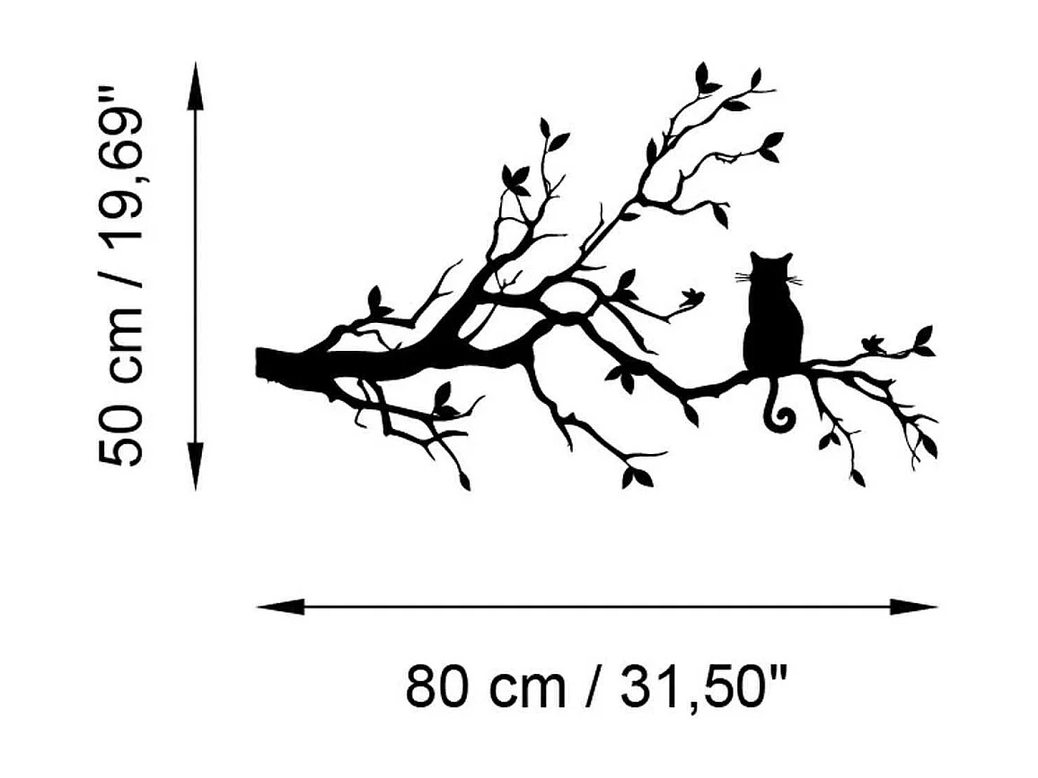 Décoration murale en métal Chatt sur une branche