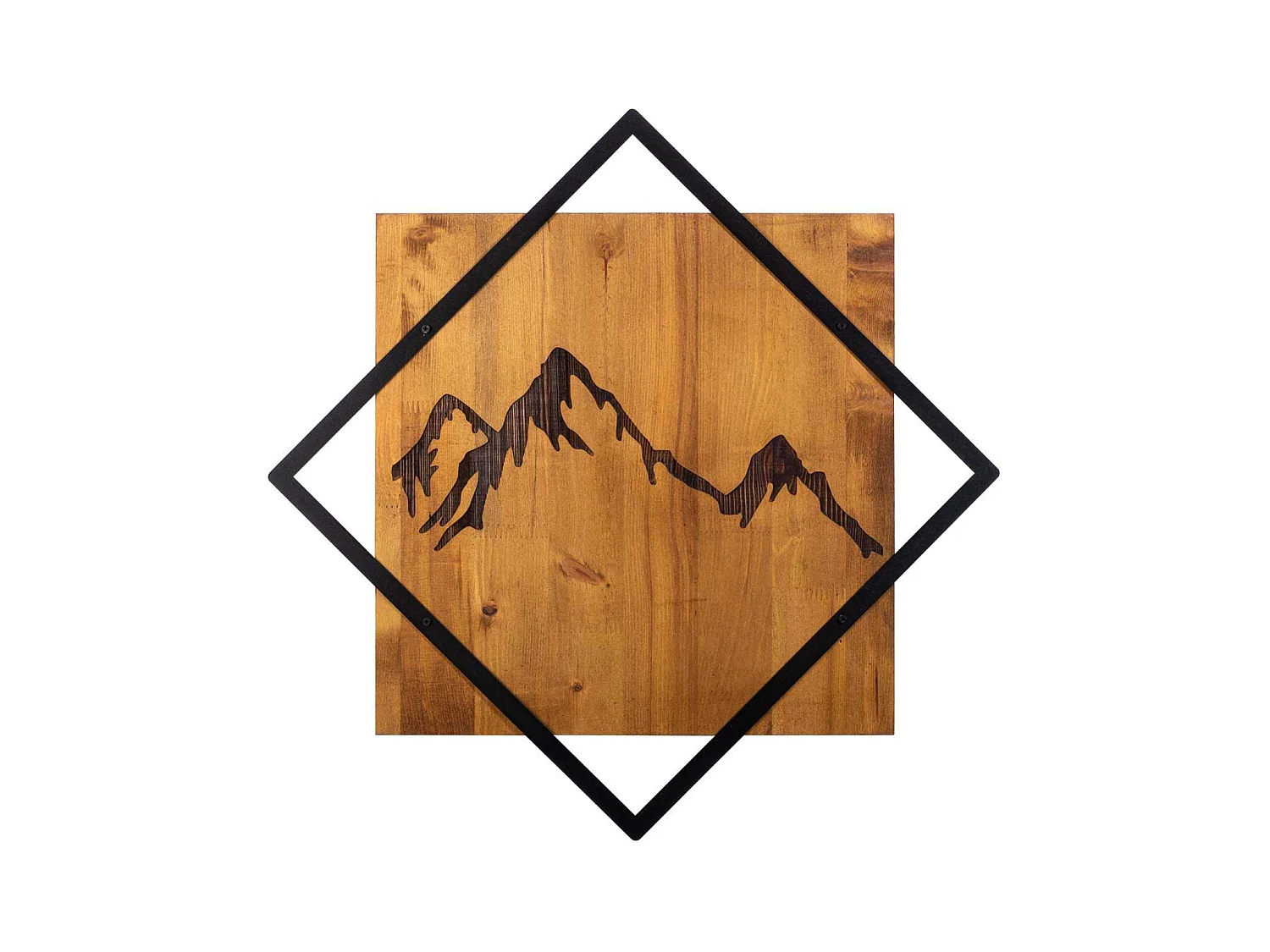 Décoration murale en bois et métal Montagnes