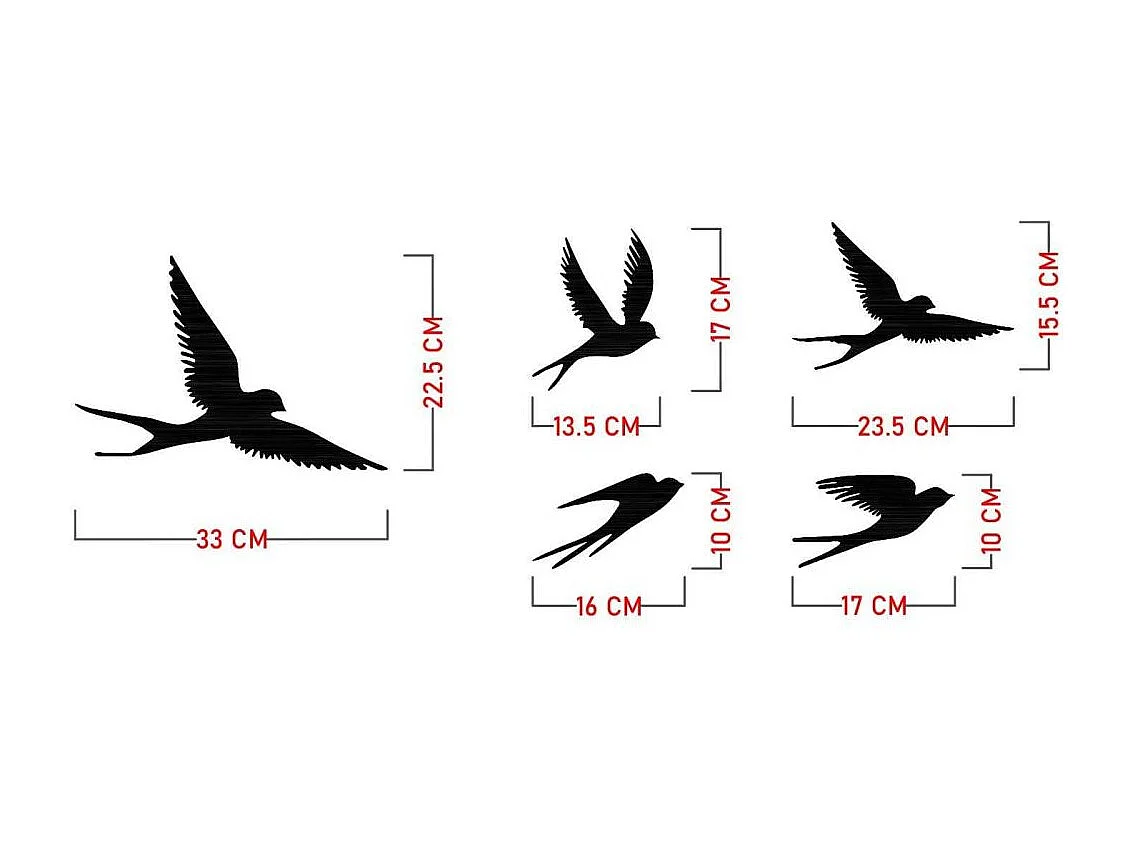 Décoration murale en métal Oiseaux en vol Modèle 4