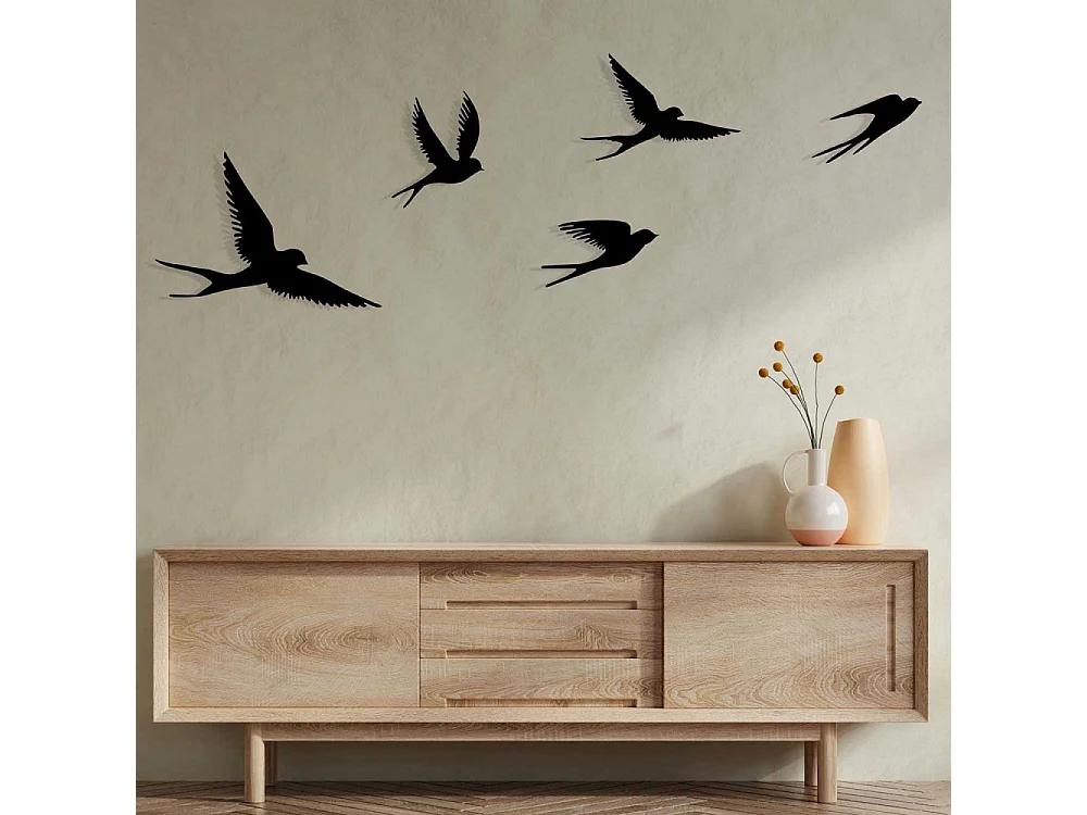Décoration murale en métal Oiseaux en vol Modèle 4