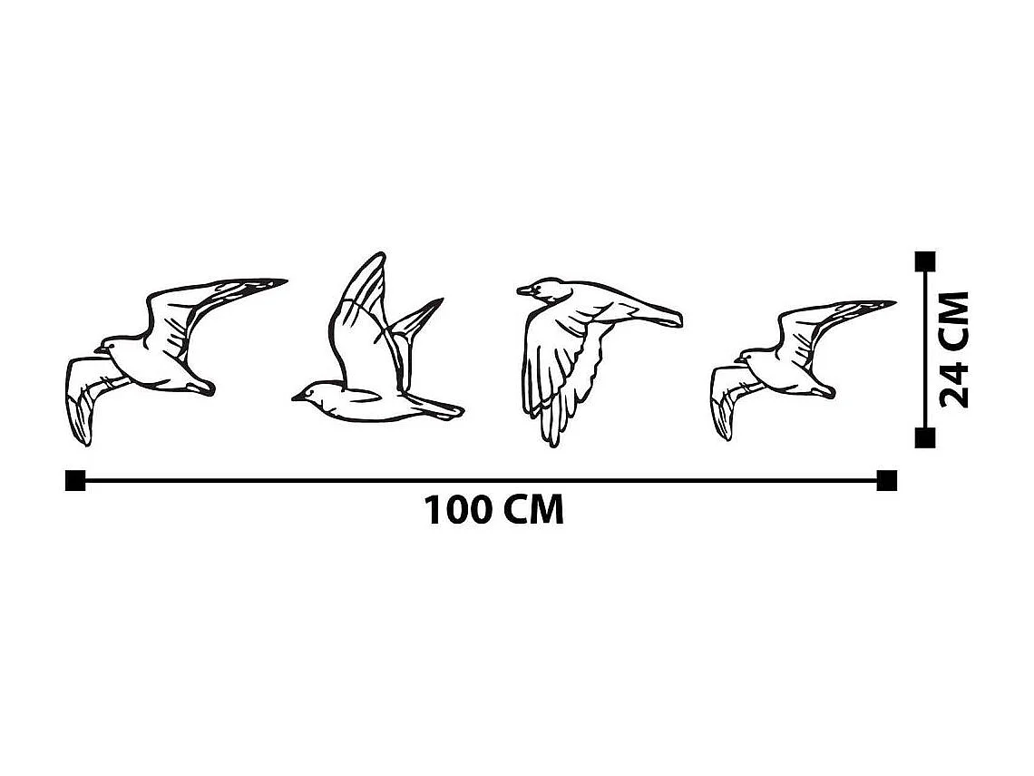 Décoration murale en métal Oiseaux en vol Modèle 3