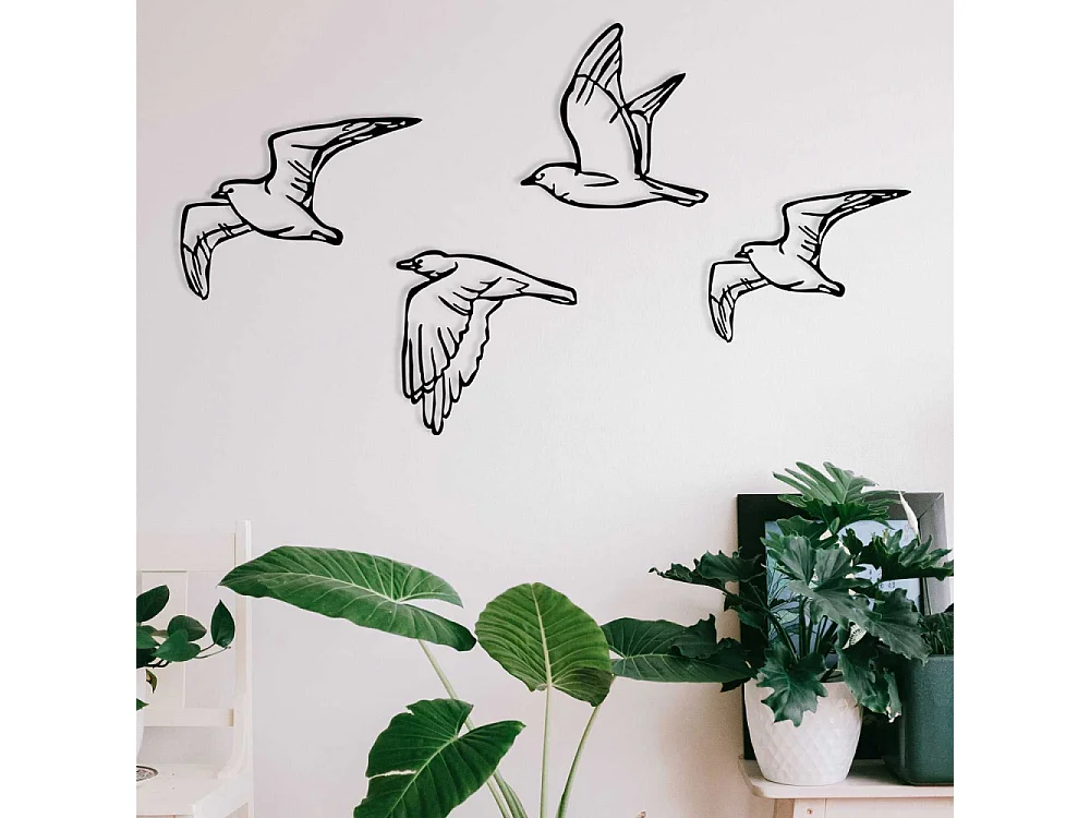 Décoration murale en métal Oiseaux en vol Modèle 3