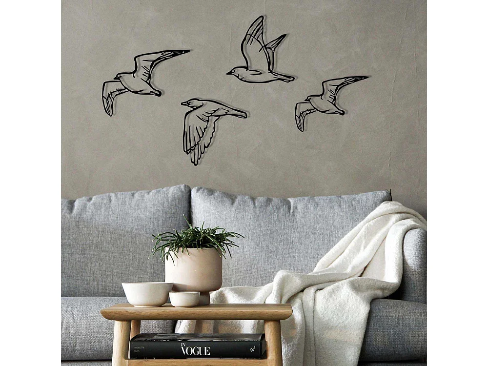 Décoration murale en métal Oiseaux en vol Modèle 3
