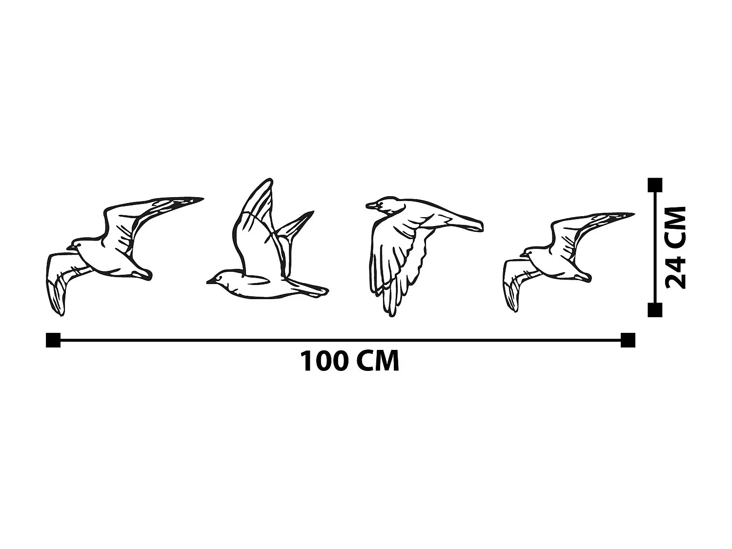 Décoration murale en métal Oiseaux en vol Modèle 3