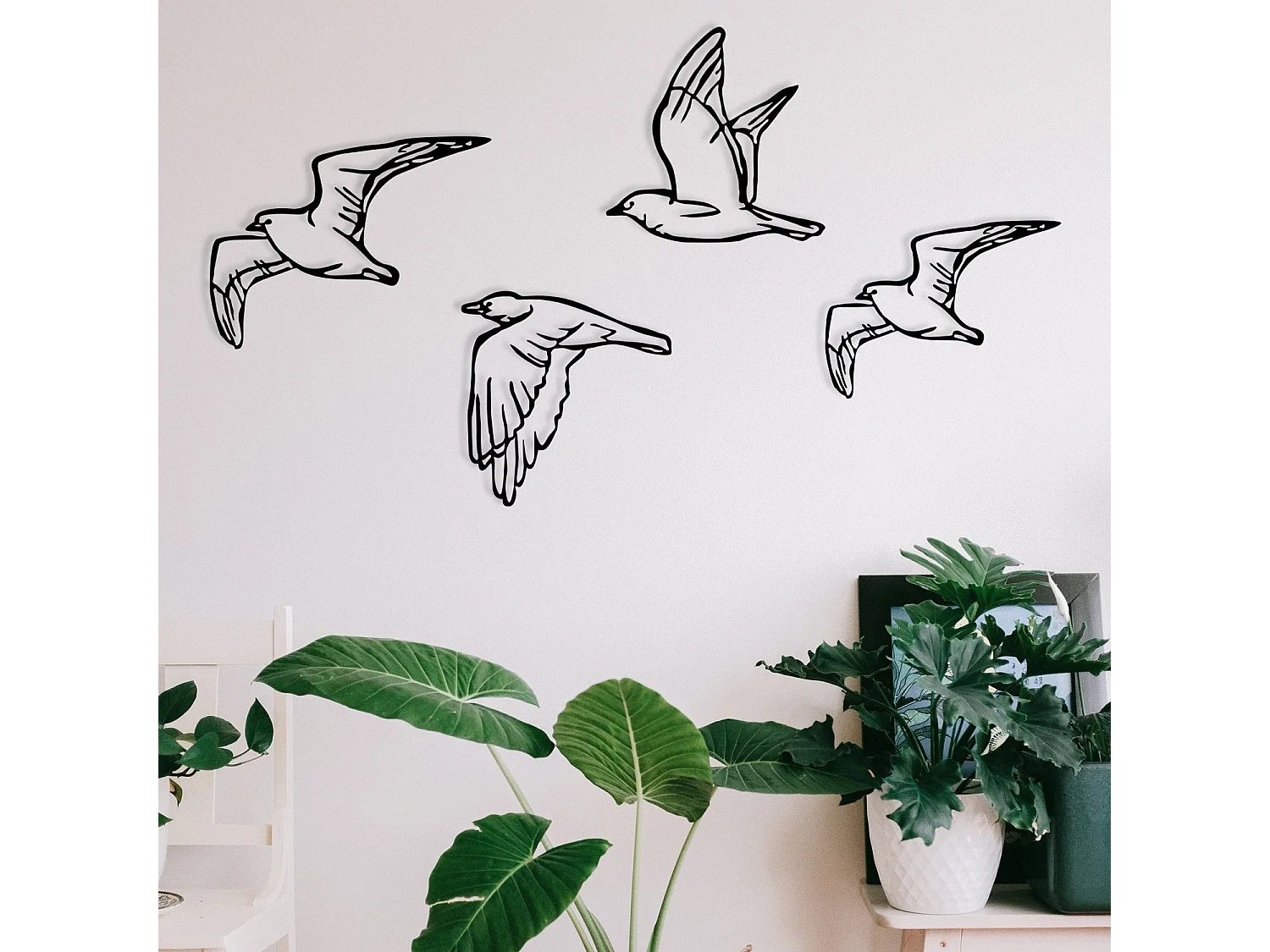 Décoration murale en métal Oiseaux en vol Modèle 3