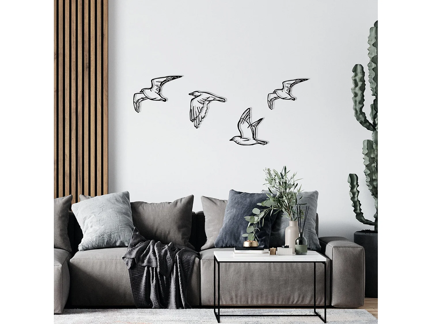 Décoration murale en métal Oiseaux en vol Modèle 3